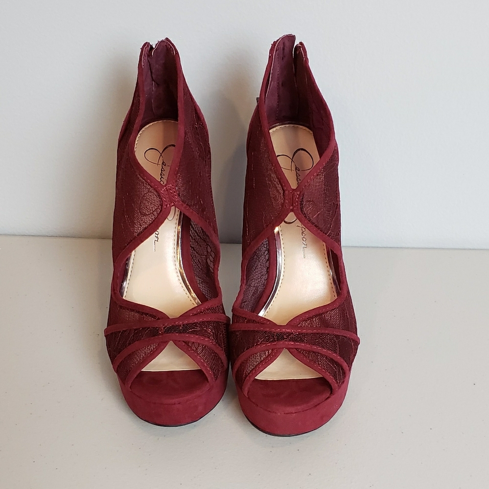 Jessica simpson deep wine red heels